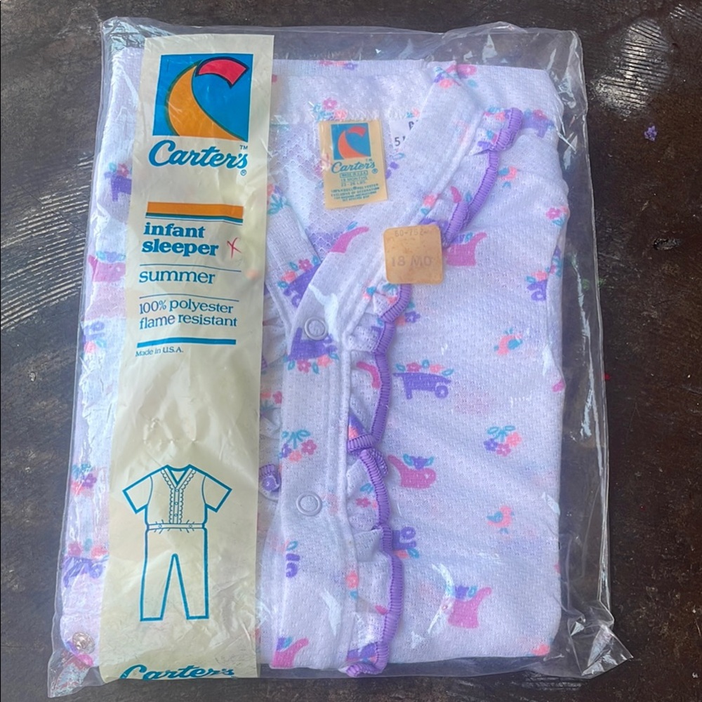 Vintage Carter's Infant Sleeper with Purple and Pink Details